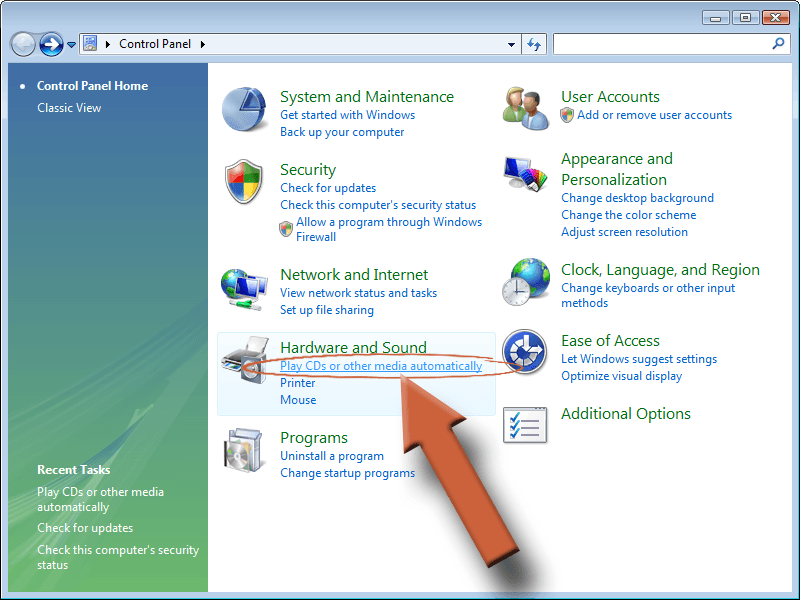 Windows Disable Autoplay Vista